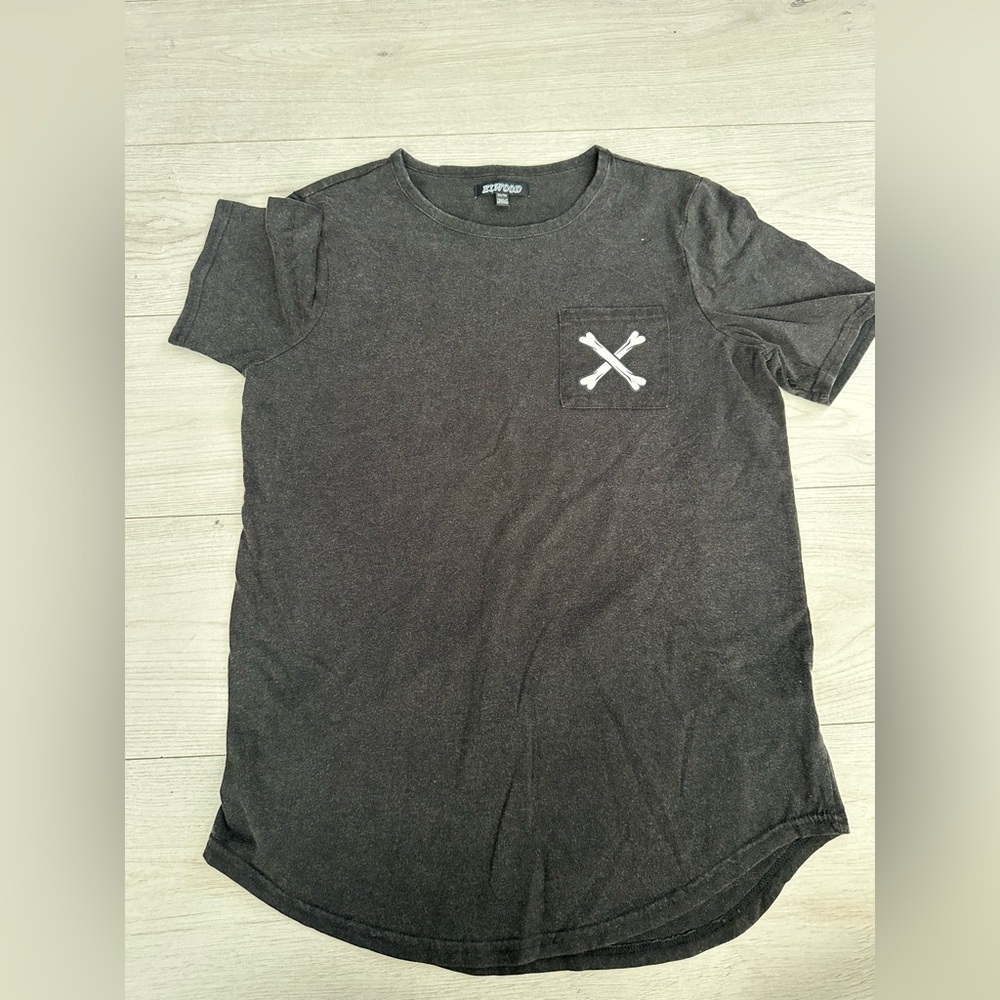 NWOT Elwood- skeleteon bones tshirt- boys- charcoal